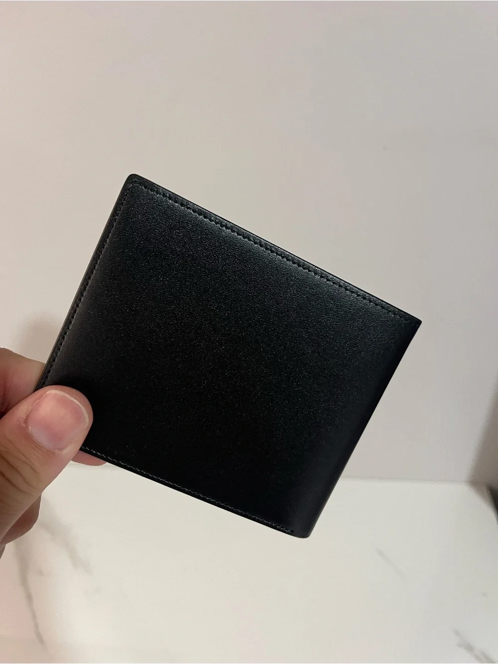 Montblanc Black Leather Slim Bi-Fold Wallet with Emblem